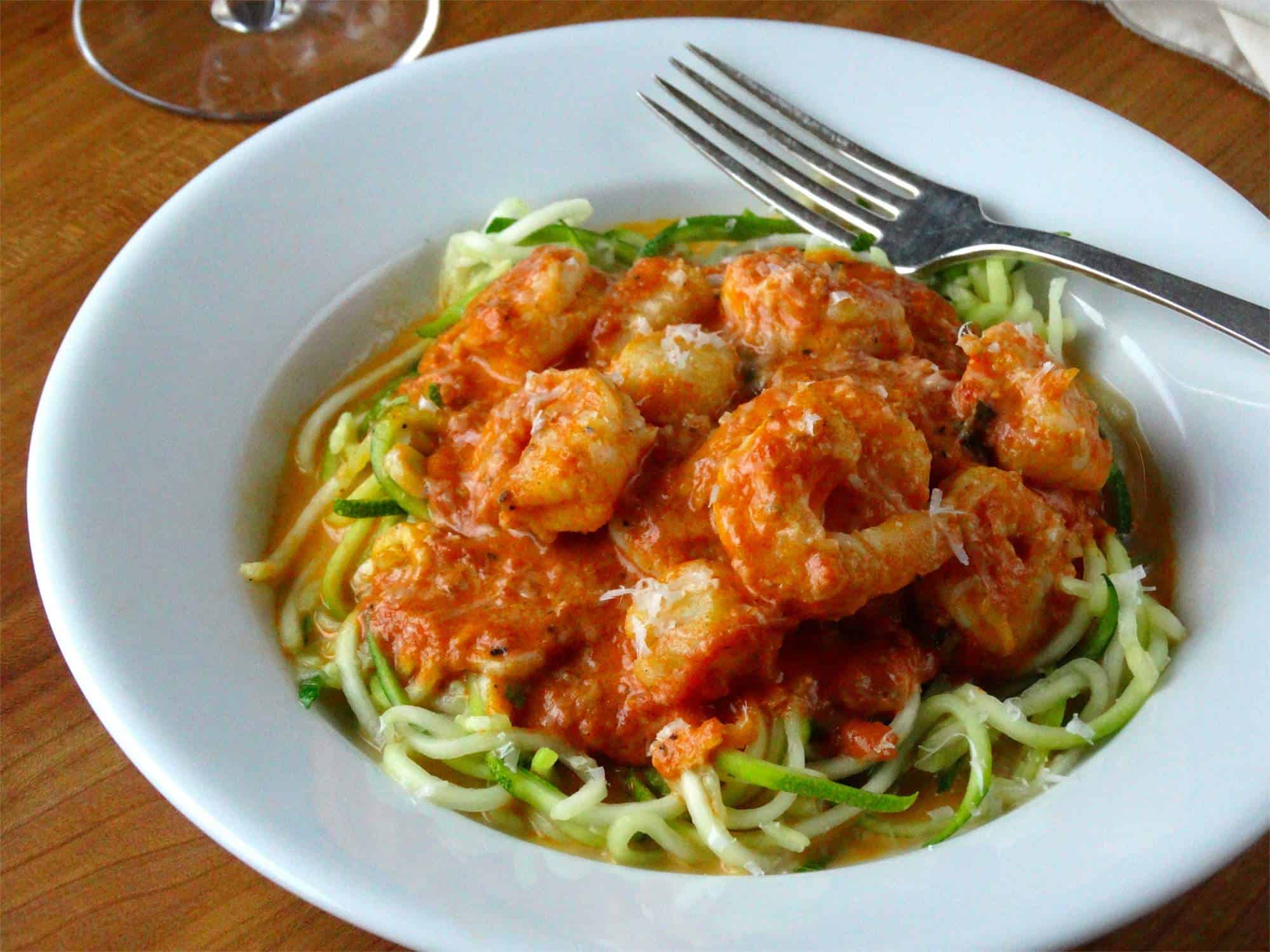 Zoodles with Shellfish in a Tomato Cream Sauce