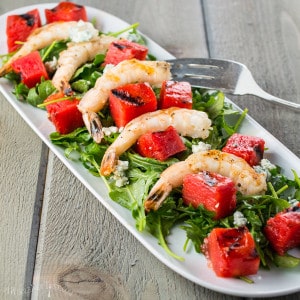 Grilled-Watermelon-Salad-with-Shrimp-and-Arugula