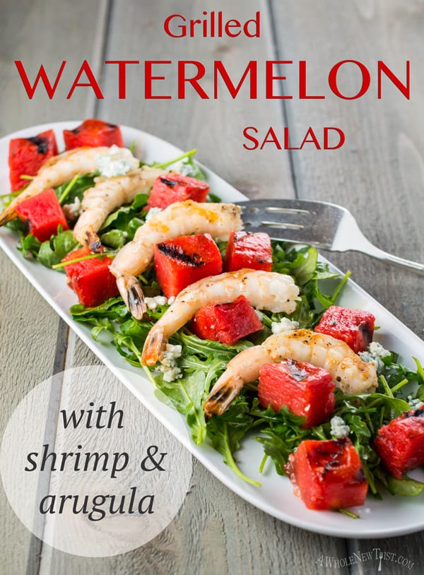 Grilled-Watermelon-with-Shrimp-and-Arugula Salad