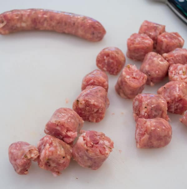 cut-sausage-links-into-1-inch-pieces