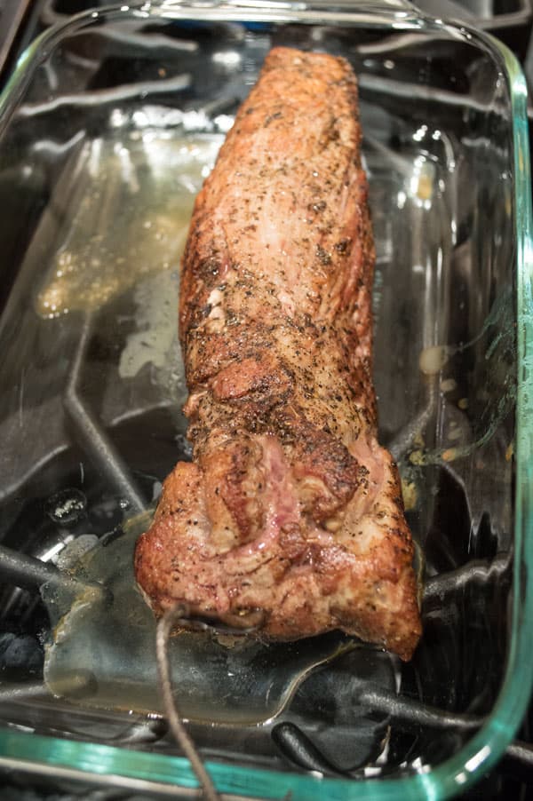 transfer-pork-loin-to-oven-with-thermometer